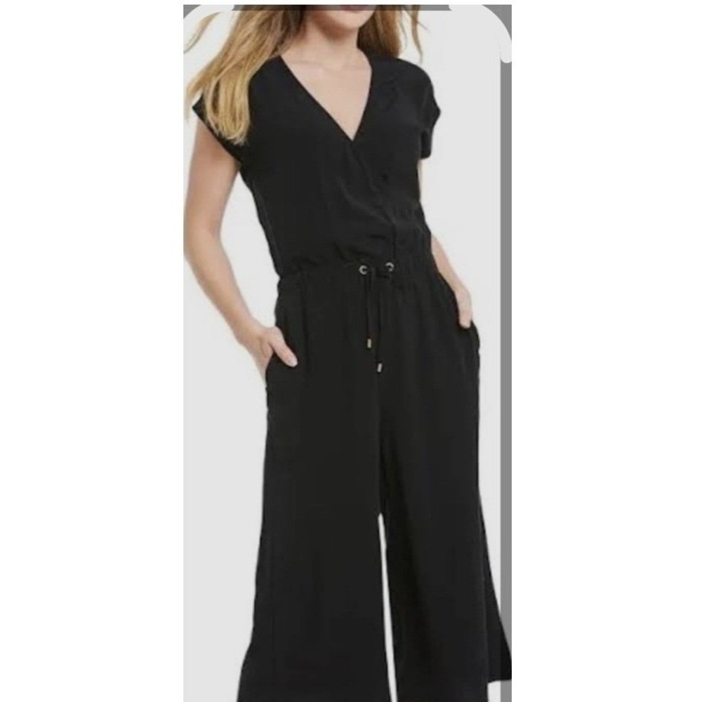 Eileen Fisher Tencel crop Crepe Faux Wrap Jumpsuit  Resort wear date night